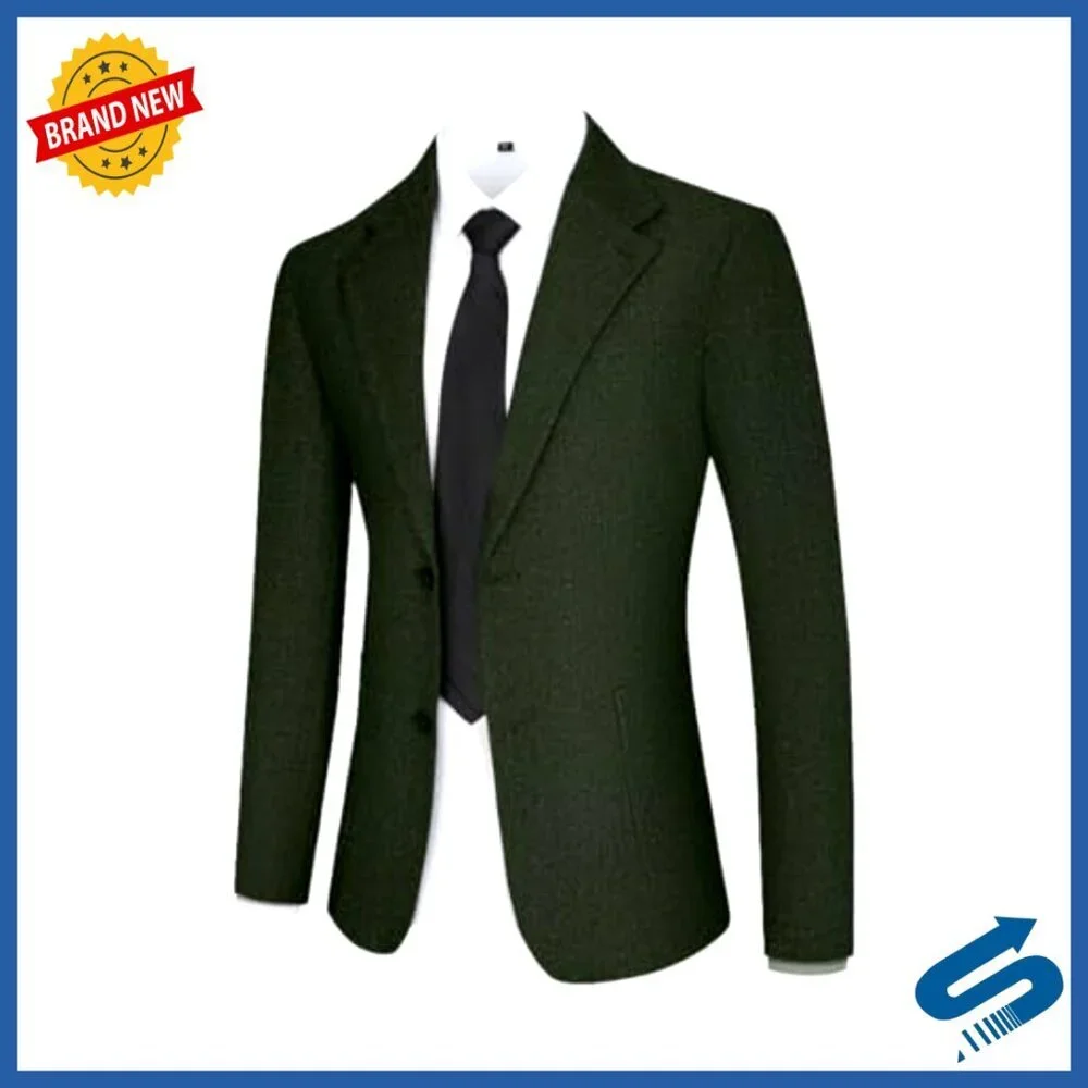 Men's Slim Fit Tweed Blazer Herringbone Sport Coat Wedding Business Casual